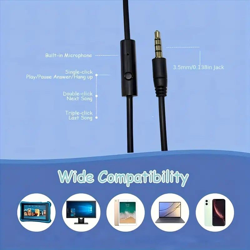 Wired Over-Ear Headset, Portable Folding Heavy Bass Headphones, Built-in Microphone, Compatible with Multiple Devices(Black gold) - Image 8