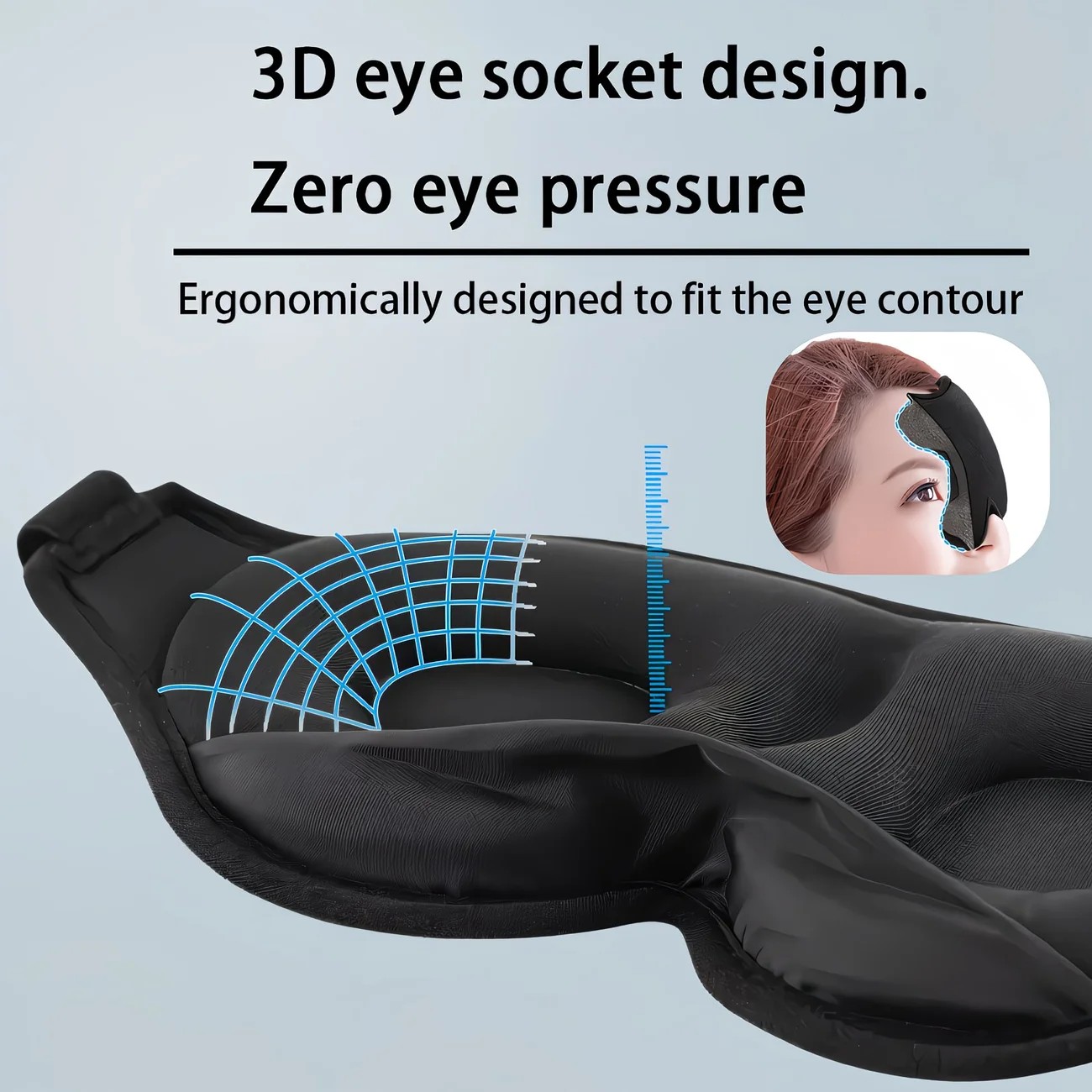 3PCS 3D Sleep Mask with Nose Rest, Designed for Side Sleepers, Total Blackout 3D Sleep Mask, Unisex, Night Eye Cover, Soft & Breathable Eye Mask, Zero-Pressure Relaxing Sleep Mask for Night Use (Black) - Image 8