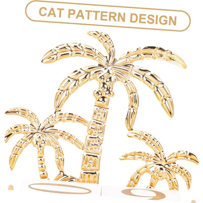 Wood and Iron Desktop Calendar, Gold Palm Tree Design, Manual Flip Pages for Free Date Combination, Compact and Exquisite, Both Practical and Decorative, Enhances Space Style. - Image 5