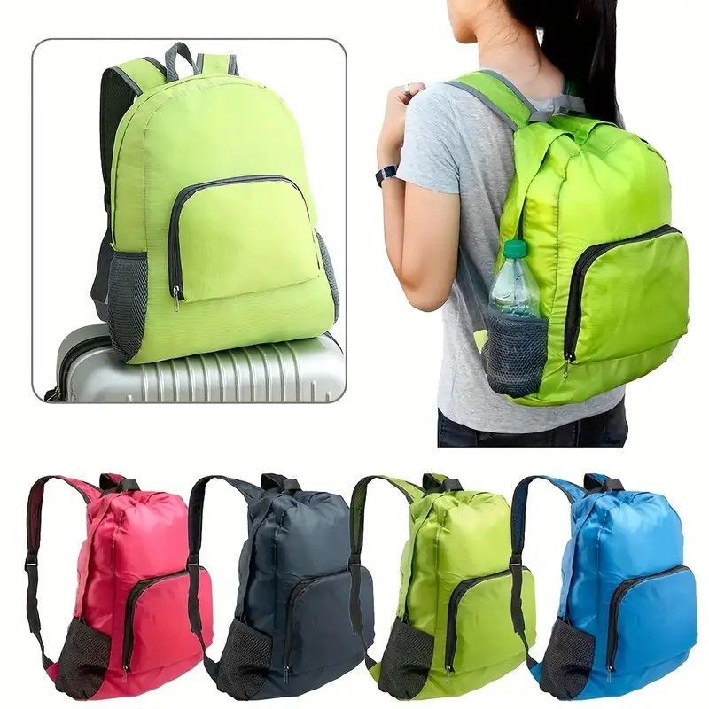 Foldable Nylon Backpack – Lightweight, Durable, and Strong Load Capacity, Four-Step Folding Transforms into a Handbag in Seconds, Multi-pocket Organization with Breathable Carrying(blue) - Image 3