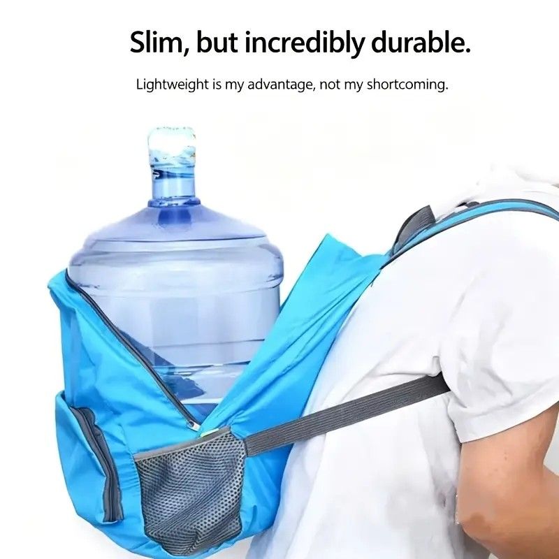 Foldable Nylon Backpack – Lightweight, Durable, and Strong Load Capacity, Four-Step Folding Transforms into a Handbag in Seconds, Multi-pocket Organization with Breathable Carrying(blue) - Image 7