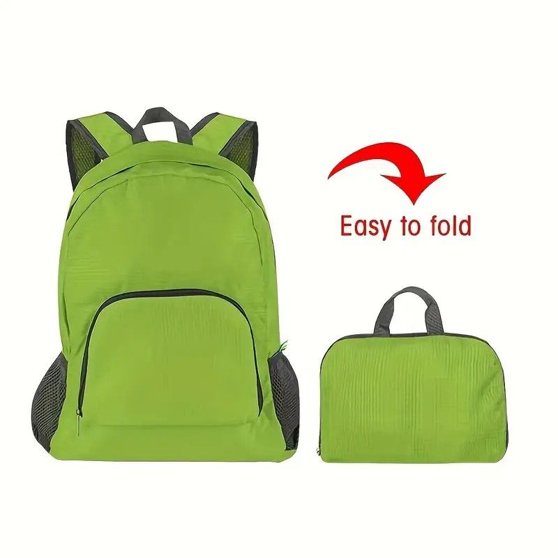 Foldable Nylon Backpack – Lightweight, Durable, and Strong Load Capacity, Four-Step Folding Transforms into a Handbag in Seconds, Multi-pocket Organization with Breathable Carrying(GREEN) - Image 1