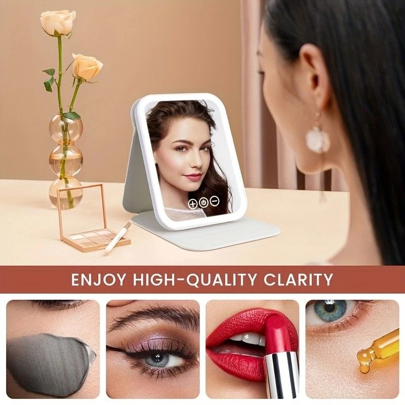 LED Makeup Mirror with Lights, 3 Color Modes Touch Control, Rechargeable Travel Vanity Mirror(WHITE) - Image 3