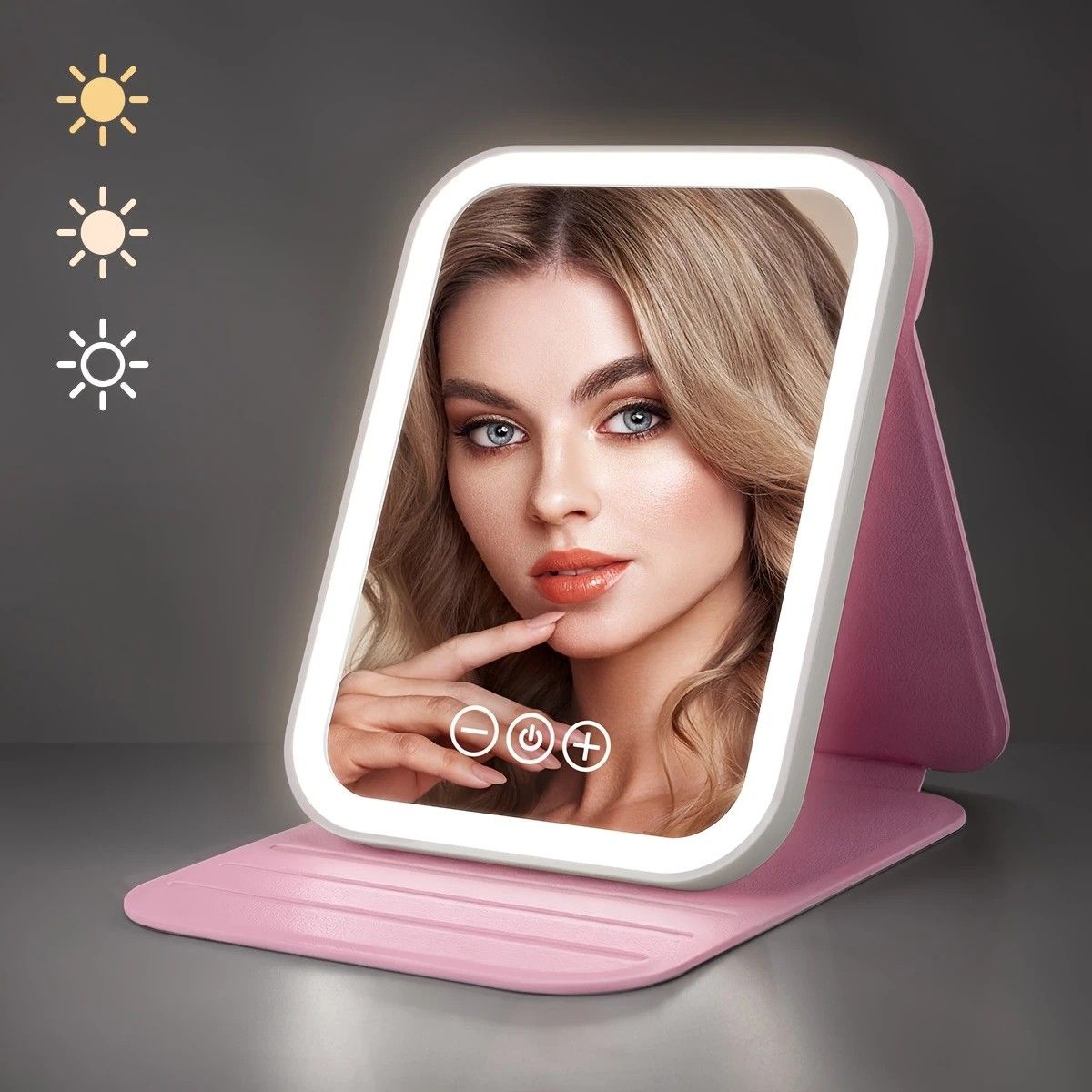 LED Makeup Mirror with Lights, 3 Color Modes Touch Control, Rechargeable Travel Vanity Mirror(WHITE) - Image 8