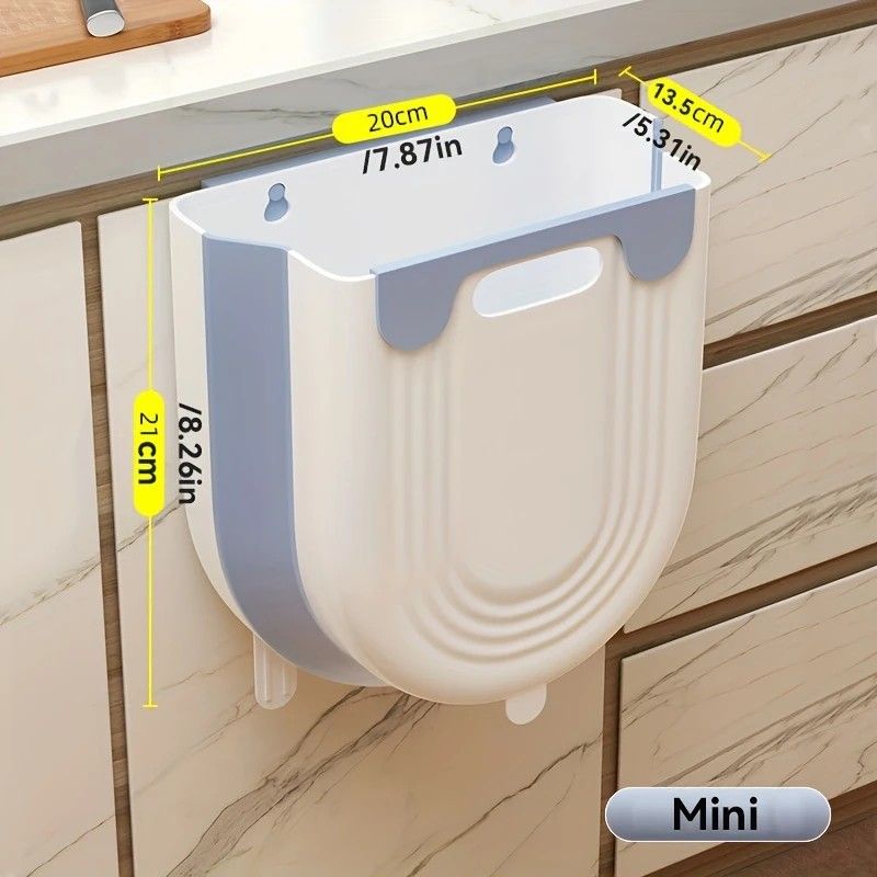 1 Portable Folding Trash Can with Hook - Modern Minimalist Rectangular Design, Space-Saving Durable Plastic Kitchen Bathroom Trash Can, No Power Required, Easy-Clean Surface.blue - Image 3