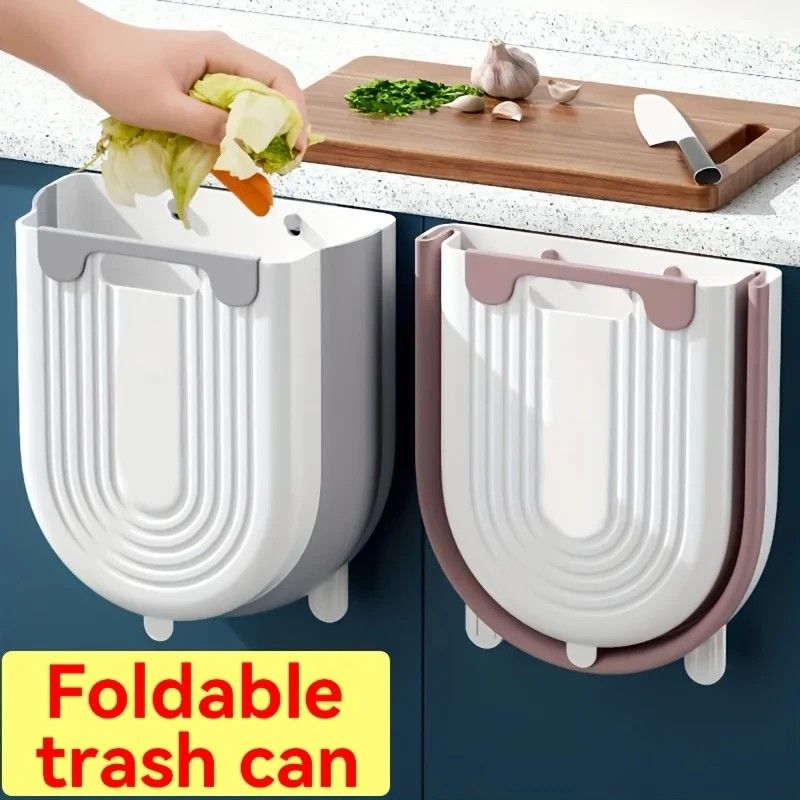 1 Portable Folding Trash Can with Hook - Modern Minimalist Rectangular Design, Space-Saving Durable Plastic Kitchen Bathroom Trash Can, No Power Required, Easy-Clean Surface.blue - Image 6