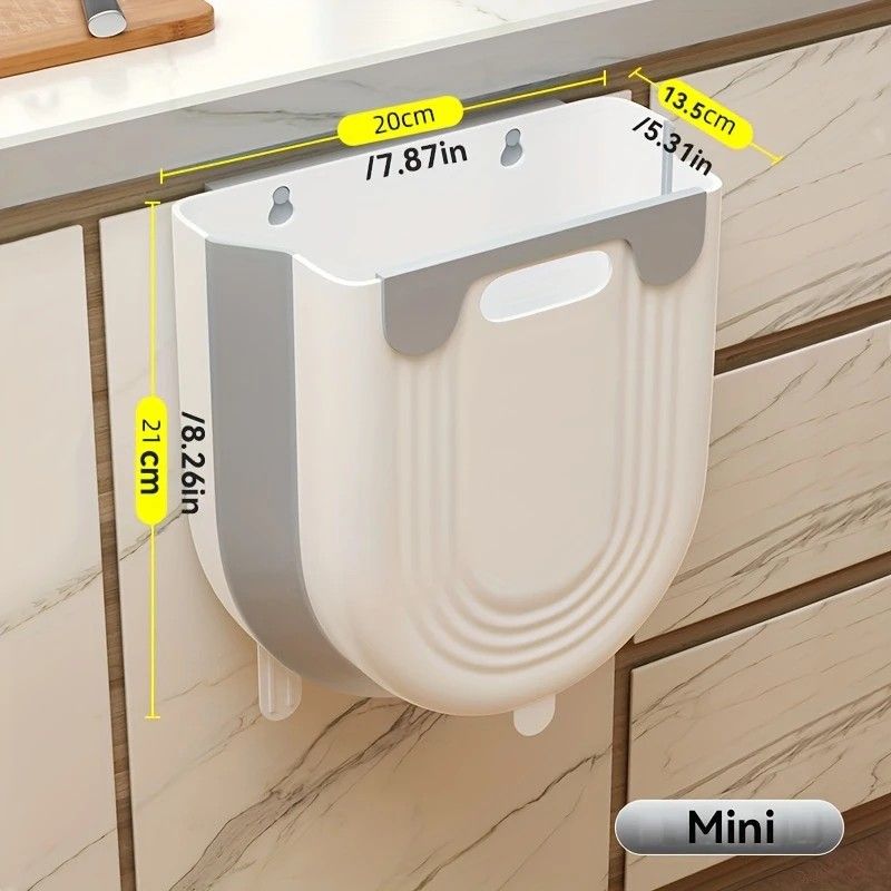 1 Portable Folding Trash Can with Hook - Modern Minimalist Rectangular Design, Space-Saving Durable Plastic Kitchen Bathroom Trash Can, No Power Required, Easy-Clean Surface.grey - Image 2