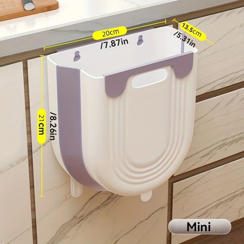 1 Portable Folding Trash Can with Hook - Modern Minimalist Rectangular Design, Space-Saving Durable Plastic Kitchen Bathroom Trash Can, No Power Required, Easy-Clean Surface.purple - Image 1