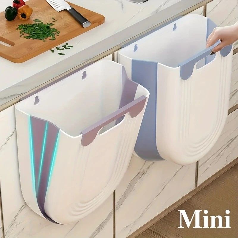 1 Portable Folding Trash Can with Hook - Modern Minimalist Rectangular Design, Space-Saving Durable Plastic Kitchen Bathroom Trash Can, No Power Required, Easy-Clean Surface.purple - Image 3