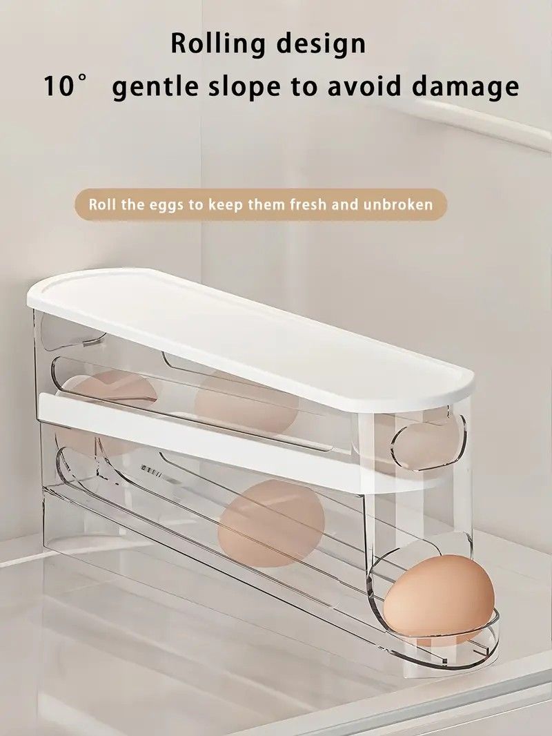 Automatic Sliding Egg Holder 12-14 Eggs Flip Lid Fridge Storage Container - Image 5