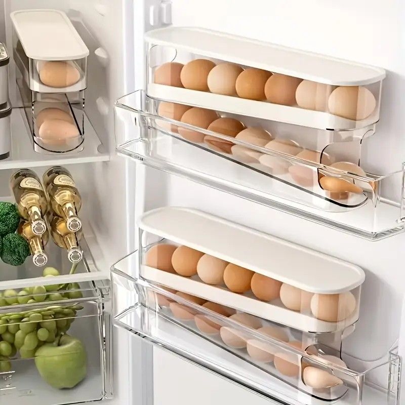 Automatic Sliding Egg Holder 12-14 Eggs Flip Lid Fridge Storage Container - Image 7