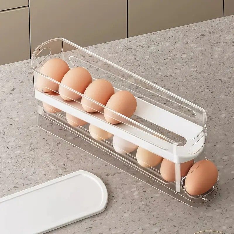 Automatic Sliding Egg Holder 12-14 Eggs Flip Lid Fridge Storage Container - Image 8
