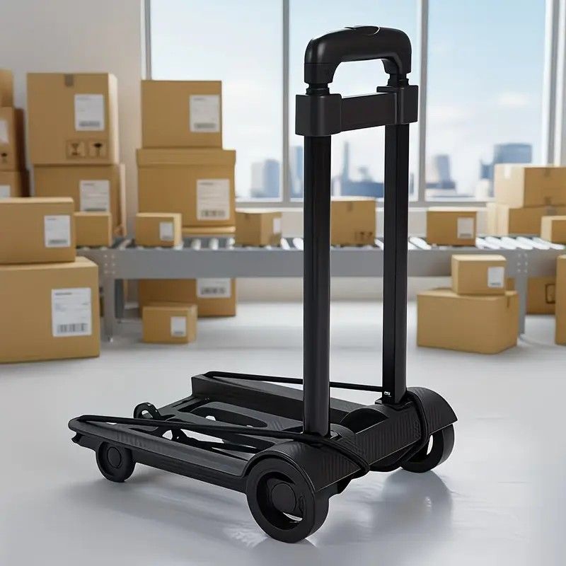 Folding Portable Cart: Lightweight 1.3kg, Load Capacity 30kg, Silent Smooth Wheels, Essential Tool for Travel, Shopping and Moving - Image 3