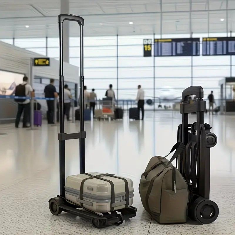Folding Portable Cart: Lightweight 1.3kg, Load Capacity 30kg, Silent Smooth Wheels, Essential Tool for Travel, Shopping and Moving - Image 4