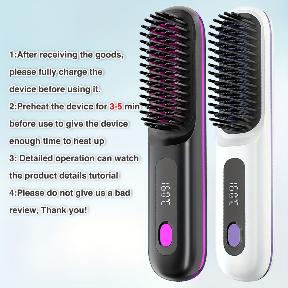 Wireless Hair Straightening Brush, Fast Heating, Women's Exclusive Styling Brush, Portable and Lightweight, Type-C Charging Port, Heat-Proof Design, USB Rechargeable.WHITE - Image 5