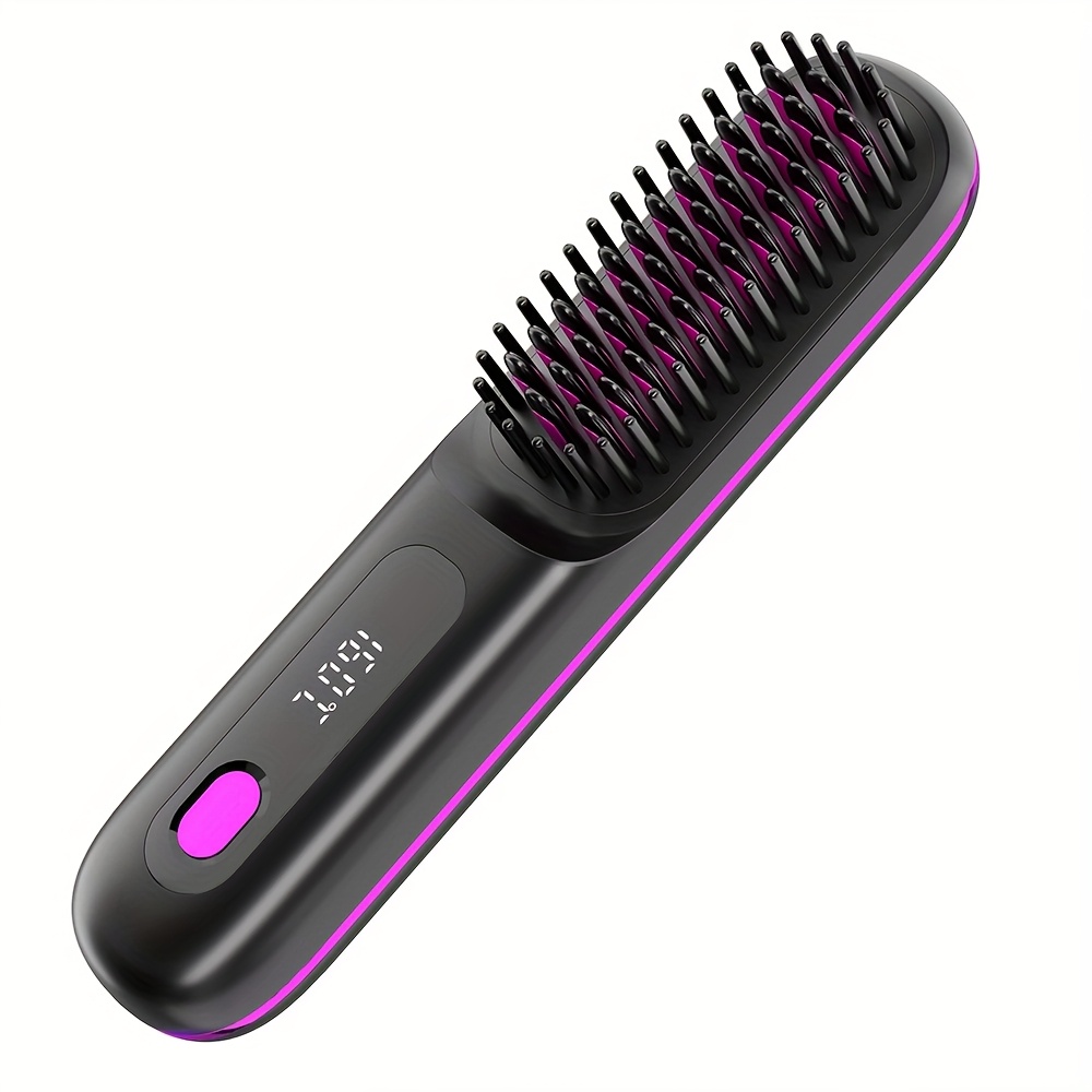 Wireless Hair Straightening Brush, Fast Heating, Women's Exclusive Styling Brush, Portable and Lightweight, Type-C Charging Port, Heat-Proof Design, USB Rechargeable.black - Image 1