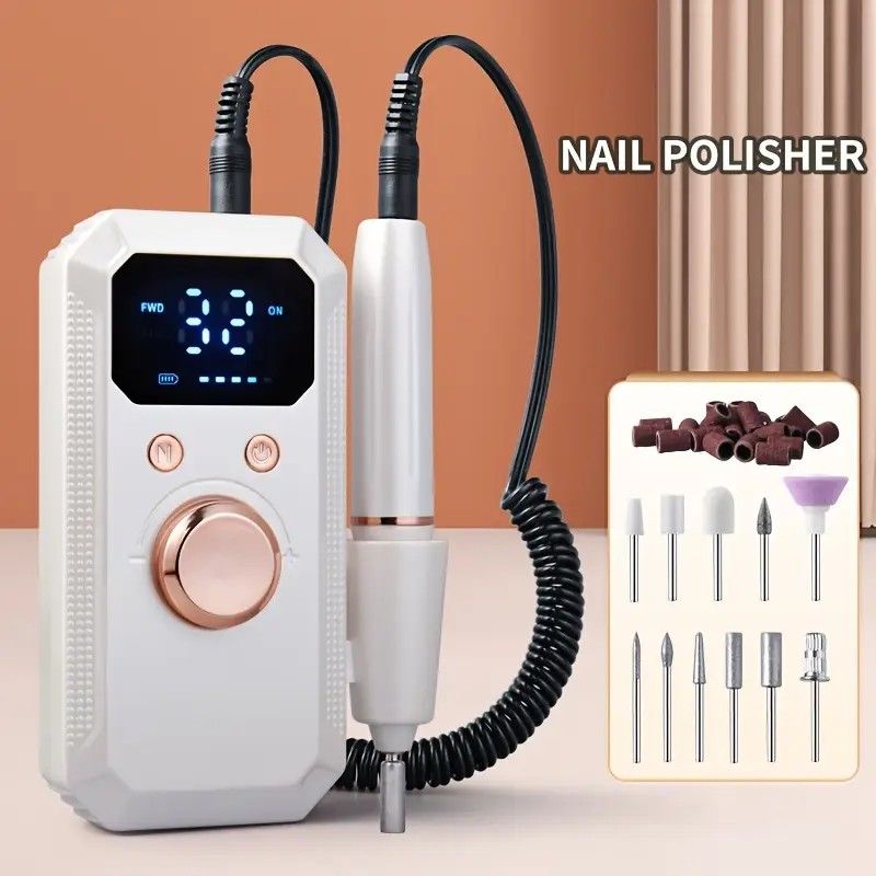 Professional Nail Drill: Quiet and Efficient, LED Digital Display, 31 Accessories for All-in-One Use, Easy for Beginners to Master。white - Image 1