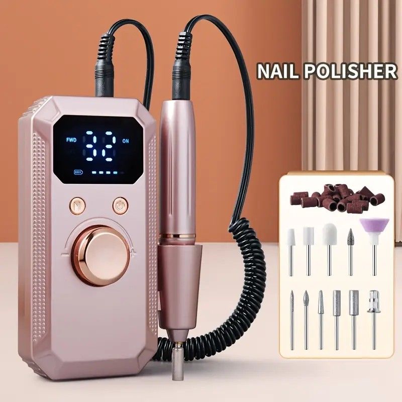 Professional Nail Drill: Quiet and Efficient, LED Digital Display, 31 Accessories for All-in-One Use, Easy for Beginners to Master.rose gold - Image 1