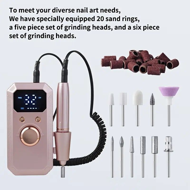 Professional Nail Drill: Quiet and Efficient, LED Digital Display, 31 Accessories for All-in-One Use, Easy for Beginners to Master.rose gold - Image 3