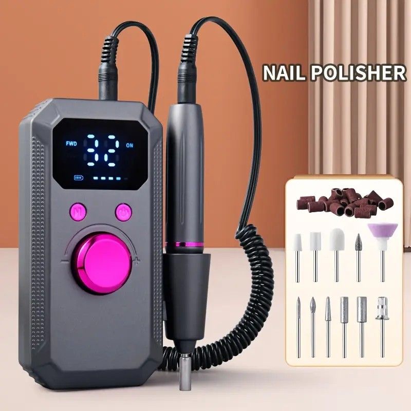 Professional Nail Drill: Quiet and Efficient, LED Digital Display, 31 Accessories for All-in-One Use, Easy for Beginners to Master.Dark grey - Image 1