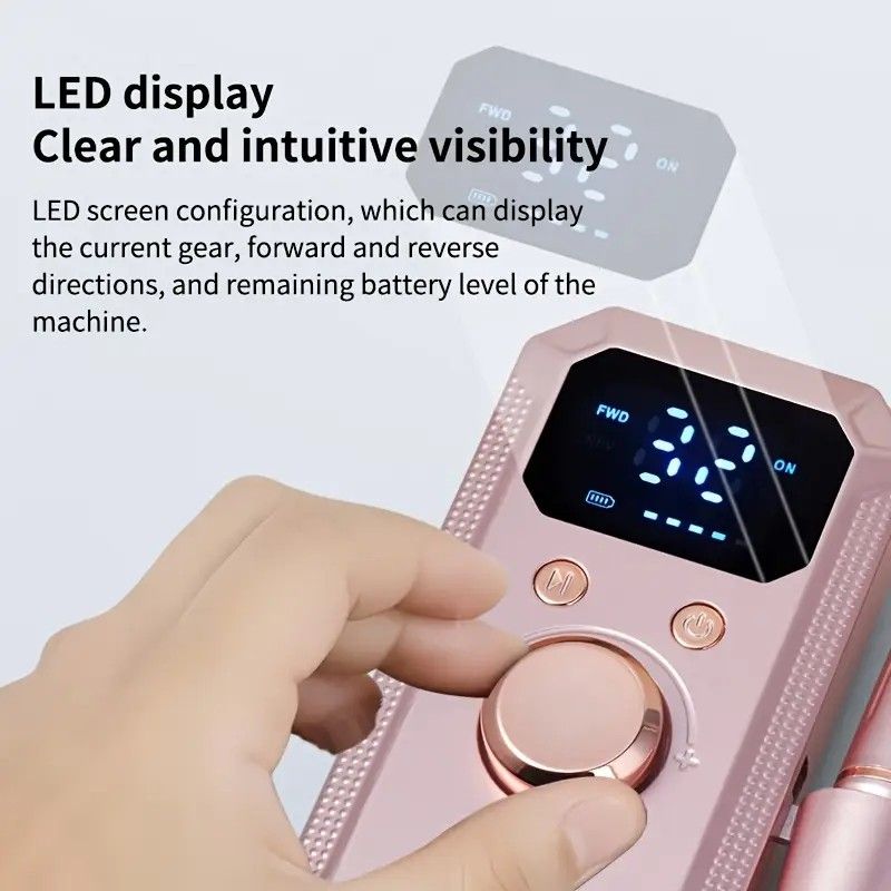Professional Nail Drill: Quiet and Efficient, LED Digital Display, 31 Accessories for All-in-One Use, Easy for Beginners to Master.Dark grey - Image 5