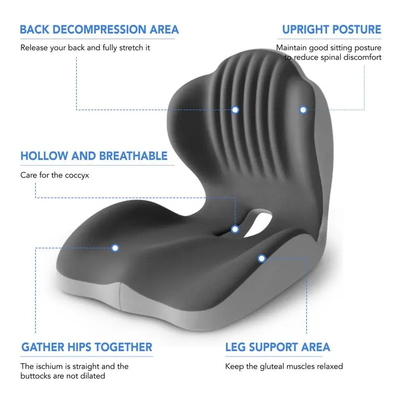 Ergonomic Memory Foam Seat Cushion provides comfortable lumbar and back support, suitable for office chairs and car seats. Reduces pressure and relieves back pain, lightweight and portable with moderate softness, a thoughtful gift for family and friends. - Image 4