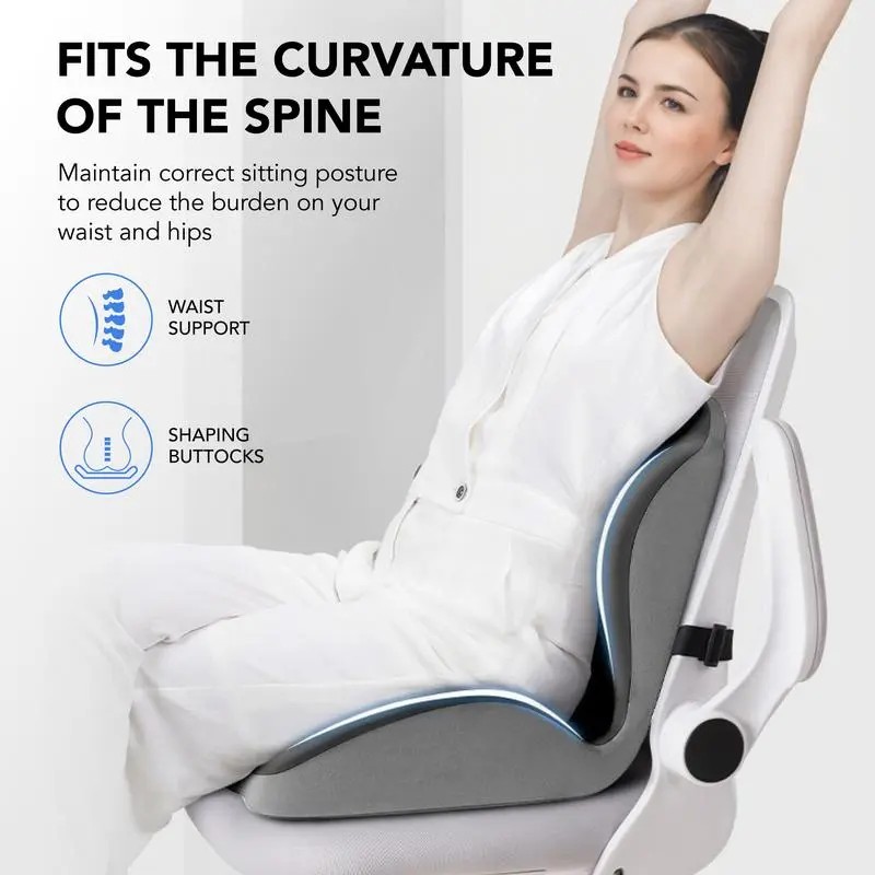 Ergonomic Memory Foam Seat Cushion provides comfortable lumbar and back support, suitable for office chairs and car seats. Reduces pressure and relieves back pain, lightweight and portable with moderate softness, a thoughtful gift for family and friends. - Image 5