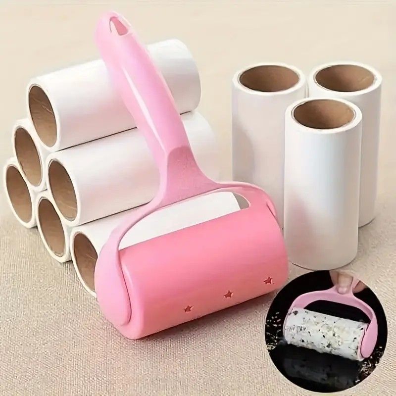 1 Handle + 6 Refill Rolls Lint Roller! Home Clothing and Pet Hair Cleaning Roller, Tear-off Adhesive Sheets, Strong Stickiness Won't Damage Fabrics, Essential Home Cleaning Must-Have - Image 2