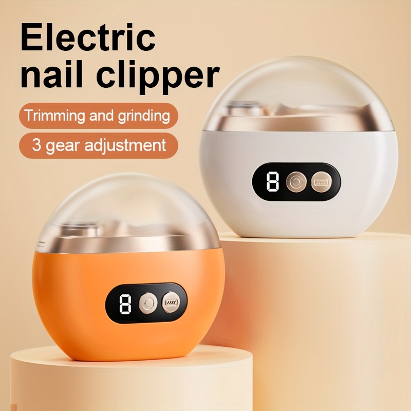 Smart Electric Nail Clipper 2-in-1 Polishing & Trimming Tool, USB rechargeable with 500mAh lithium polymer battery. Features anti-cut protection, grinding, and illumination functions, suitable for nail care, filing, polishing, and shaping.yellow - Image 3