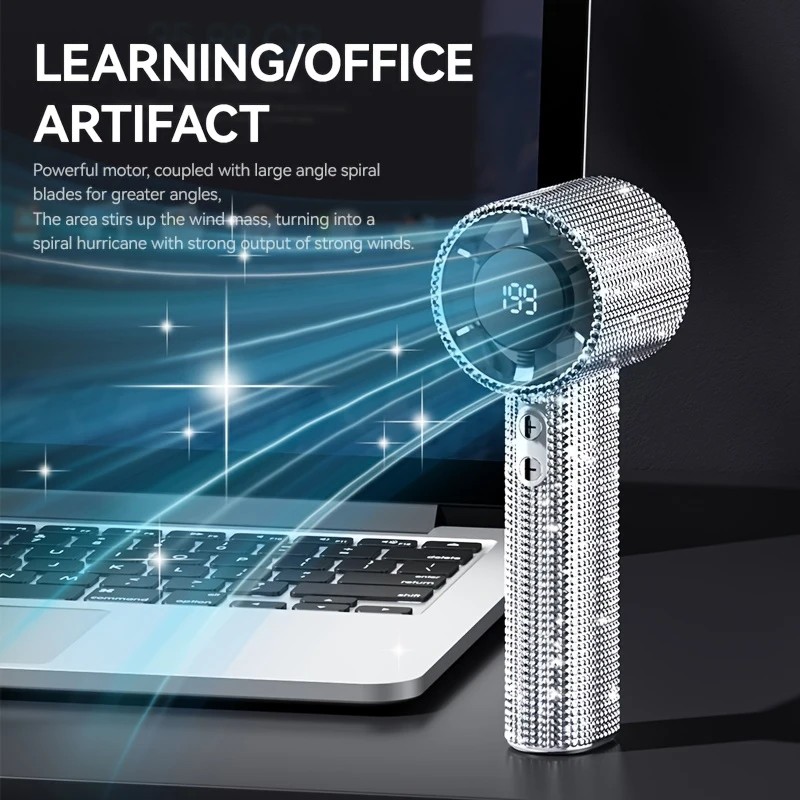 White Diamond /Diamond - style Handheld Mini Fan, Exquisite and Long - lasting Battery Life - Image 7