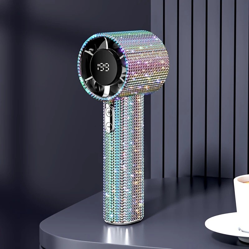 Colored diamond/Diamond - style Handheld Mini Fan, Exquisite and Long - lasting Battery Life - Image 1