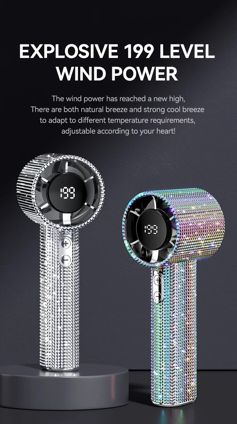 Colored diamond/Diamond - style Handheld Mini Fan, Exquisite and Long - lasting Battery Life - Image 2