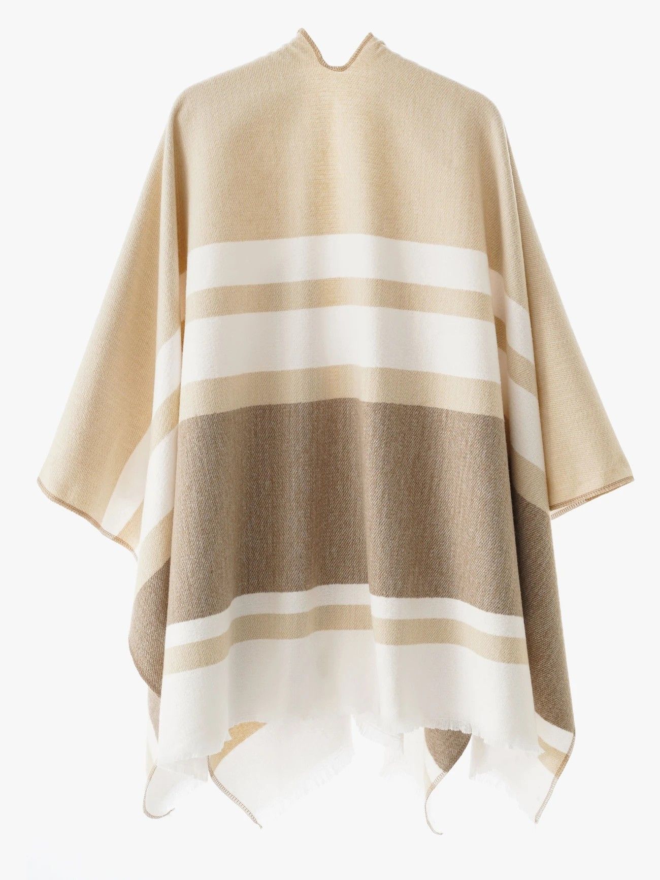 European and American minimalist cross-tie plaid cape cloak, acrylic warm versatile autumn winter outerwear fashion piece(creamy white) - Image 3