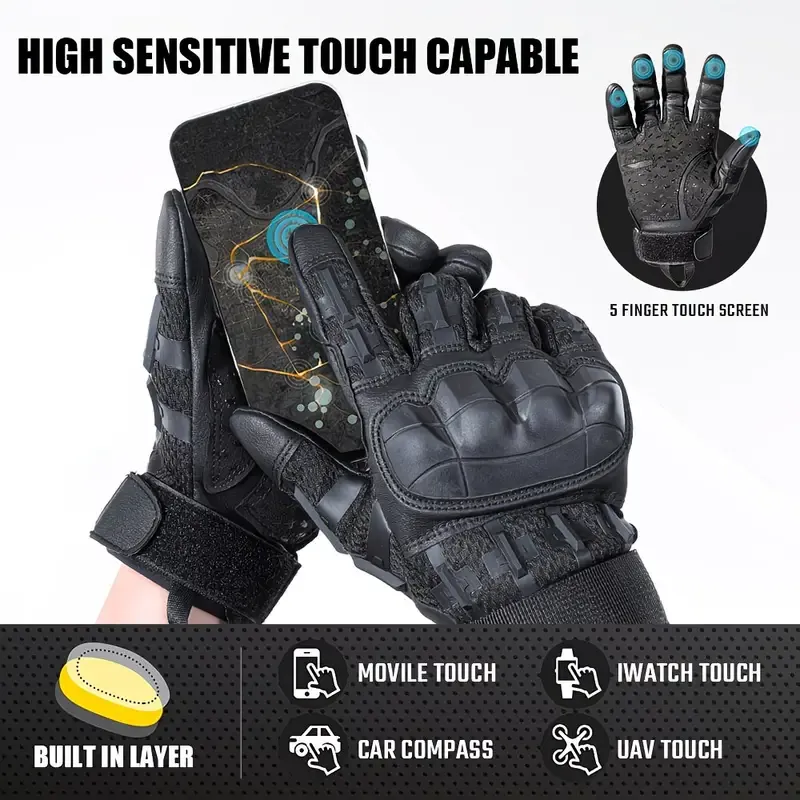 Full-Finger Multi-Functional Tactical Gloves, TPU Exoskeleton Impact Protection, Five-Finger Touchscreen Precision Control, Anti-Slip Wear-Resistant Palm, Essential for Outdoor Riding and Tactical Training./BLACK .XL code - Image 7