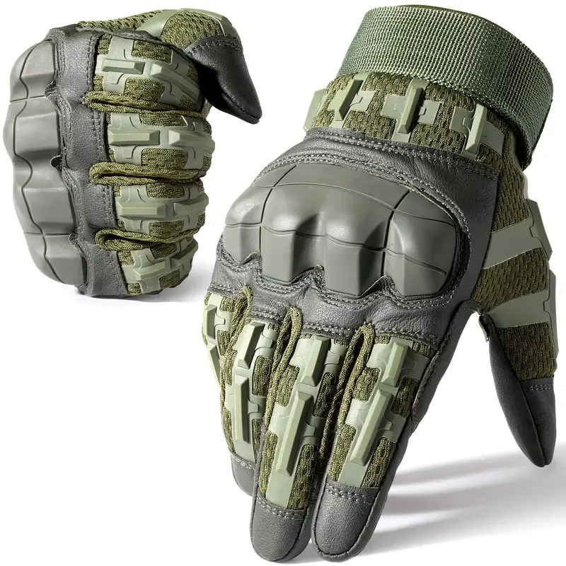 Full-Finger Multi-Functional Tactical Gloves, TPU Exoskeleton Impact Protection, Five-Finger Touchscreen Precision Control, Anti-Slip Wear-Resistant Palm, Essential for Outdoor Riding and Tactical Training./GREEN .XL code - Image 1