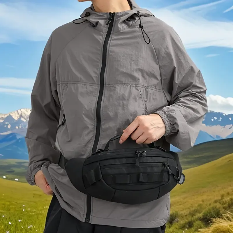Tactical Camo Waist Bag: Water-Repellent Oxford, Multi-Compartment, Lightweight 0.25kg, Chest/Crossbody/Waist Carry – All-Scenario Essential/black - Image 1