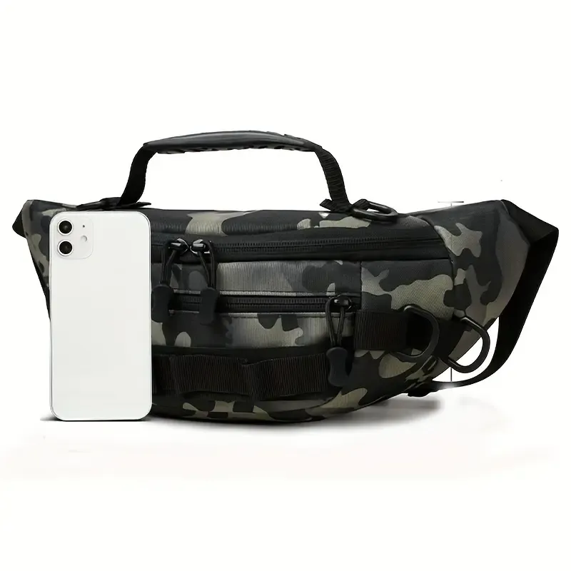 Tactical Camo Waist Bag: Water-Repellent Oxford, Multi-Compartment, Lightweight 0.25kg, Chest/Crossbody/Waist Carry – All-Scenario Essential/black - Image 4
