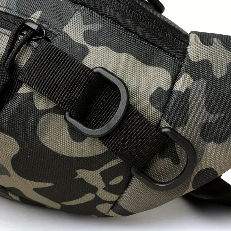 Tactical Camo Waist Bag: Water-Repellent Oxford, Multi-Compartment, Lightweight 0.25kg, Chest/Crossbody/Waist Carry – All-Scenario Essential/Jungle camouflage - Image 8