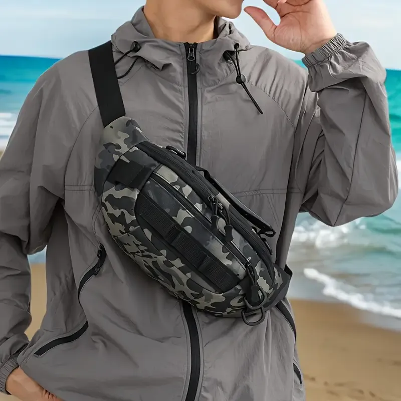 Tactical Camo Waist Bag: Water-Repellent Oxford, Multi-Compartment, Lightweight 0.25kg, Chest/Crossbody/Waist Carry – All-Scenario Essential/Night camouflage - Image 1