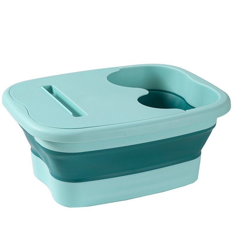Foldable Foot Soak Tub: TPE Collapsible Deep Tub with Lid for Heat Retention, Foot Massage, Essential for Home Wellness and Relaxation.GREEN - Image 1