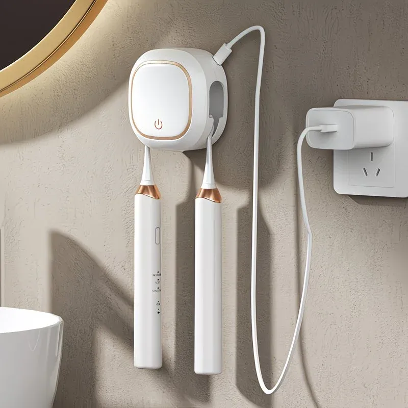 Smart UV Toothbrush Sterilizer Holder: No-Drilling Dual-Slot Storage, One-Button Sterilization Saves Space/black - Image 7