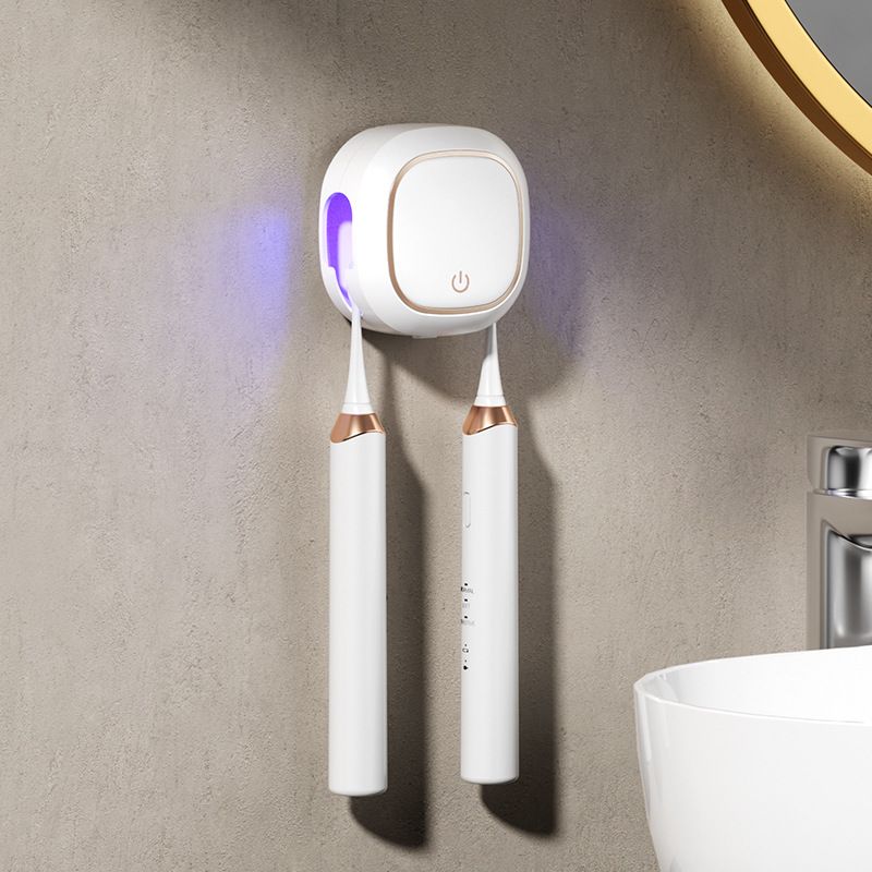 Smart UV Toothbrush Sterilizer Holder: No-Drilling Dual-Slot Storage, One-Button Sterilization Saves Space/WHITE - Image 1