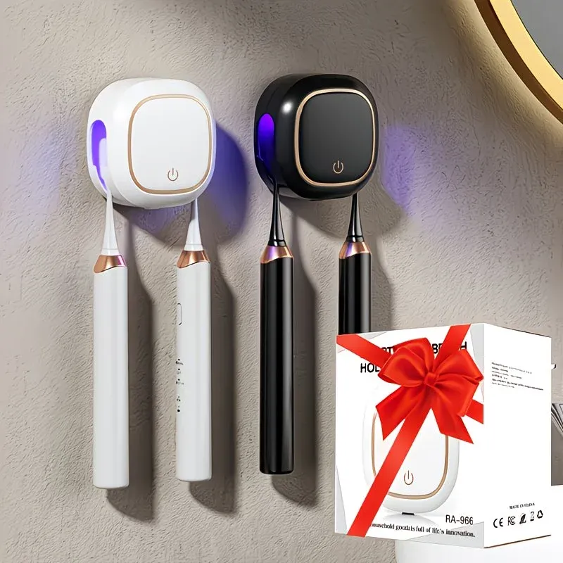 Smart UV Toothbrush Sterilizer Holder: No-Drilling Dual-Slot Storage, One-Button Sterilization Saves Space/WHITE - Image 2