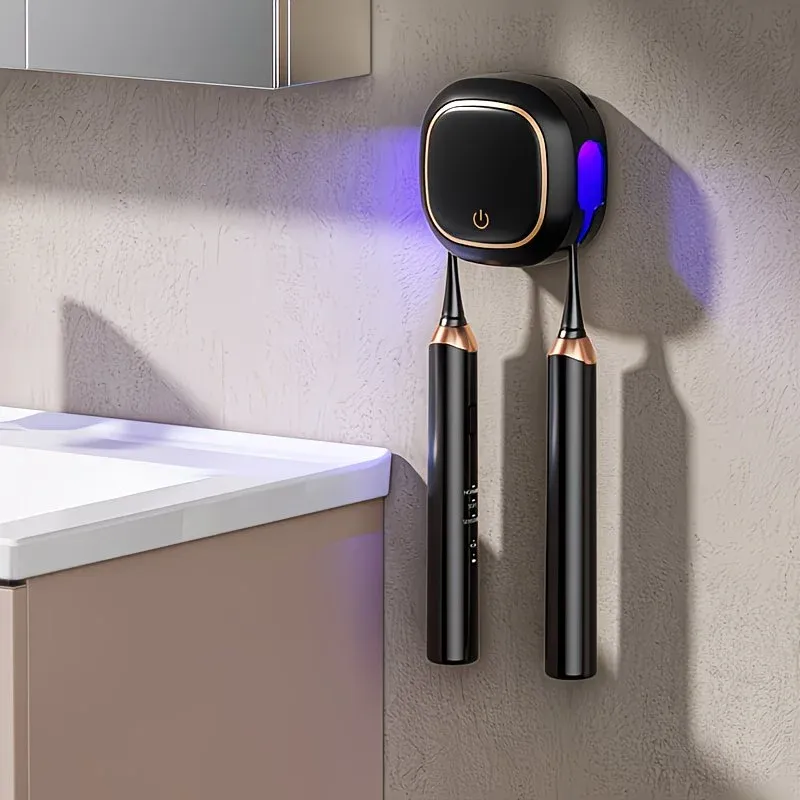 Smart UV Toothbrush Sterilizer Holder: No-Drilling Dual-Slot Storage, One-Button Sterilization Saves Space/WHITE - Image 4