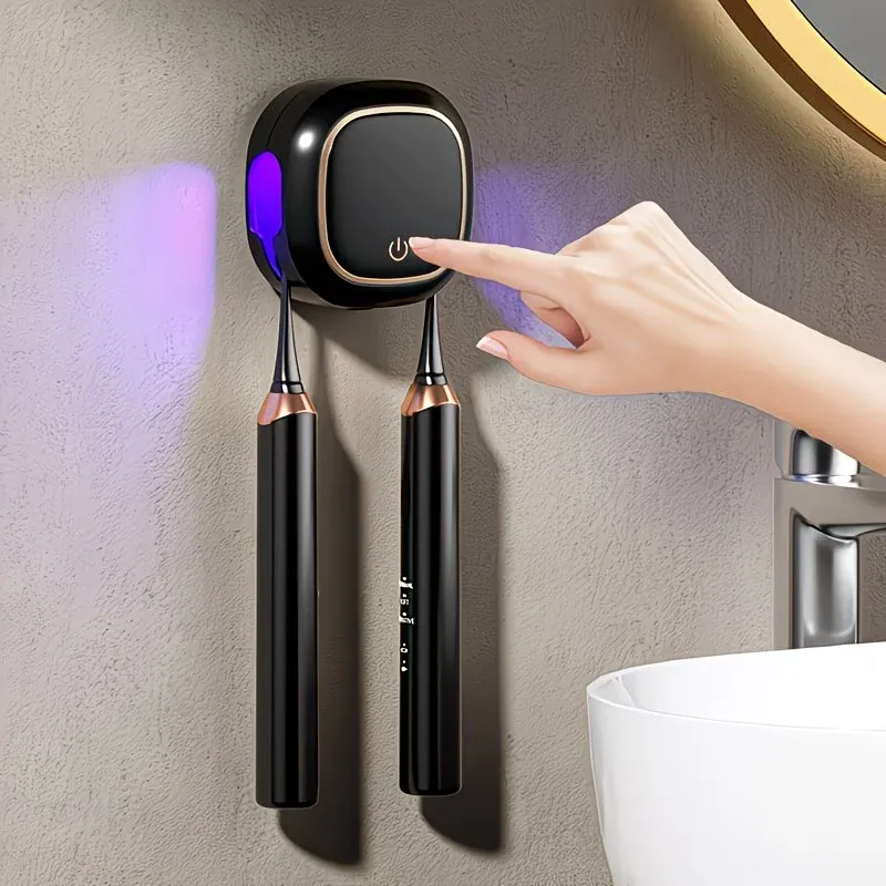 Smart UV Toothbrush Sterilizer Holder: No-Drilling Dual-Slot Storage, One-Button Sterilization Saves Space/WHITE - Image 5