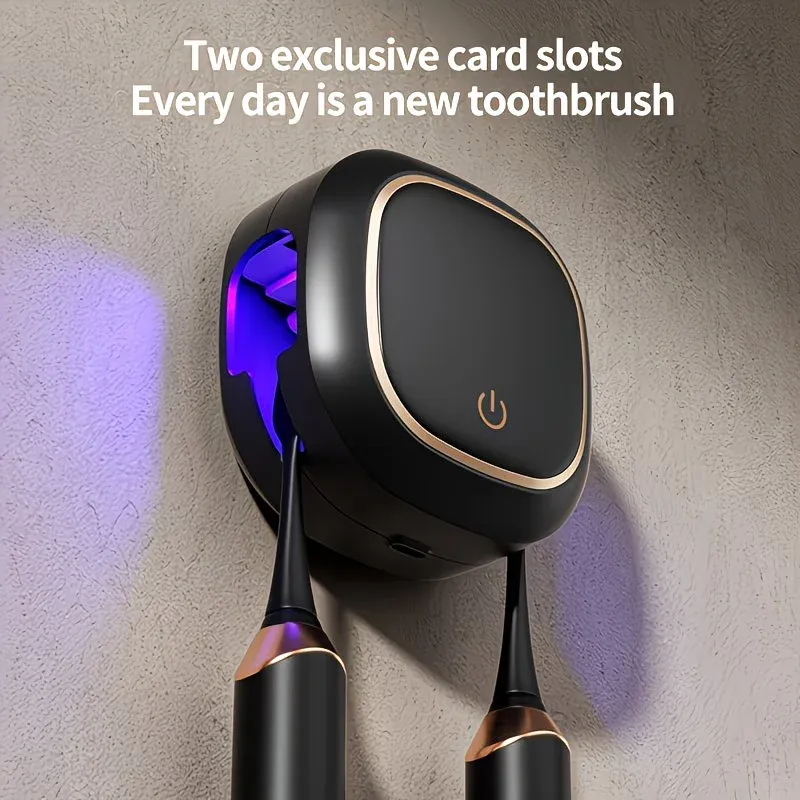 Smart UV Toothbrush Sterilizer Holder: No-Drilling Dual-Slot Storage, One-Button Sterilization Saves Space/WHITE - Image 7