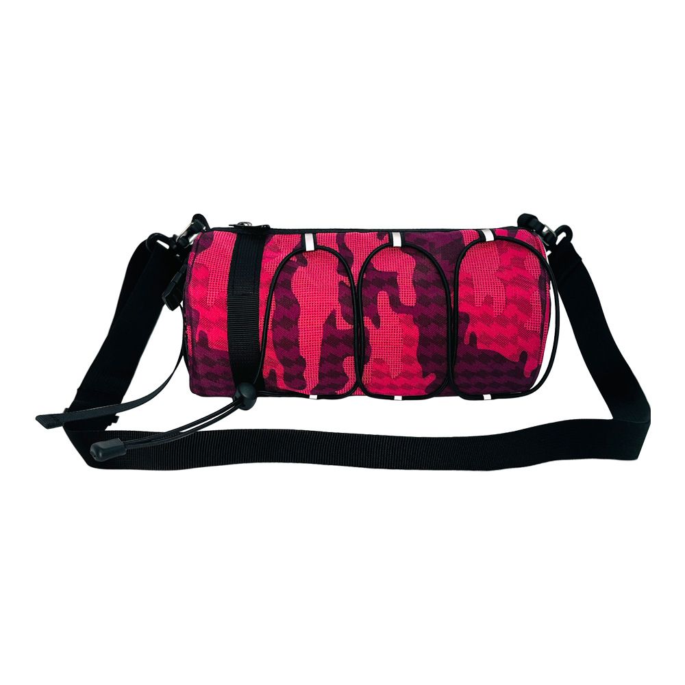 Cycling top tube bag, 2.4L large capacity holds all your small essentials, six reflective strips keep you safe during night rides, detachable for use as a crossbody bag, one bag for multiple uses./Scarlet camouflage - Image 1