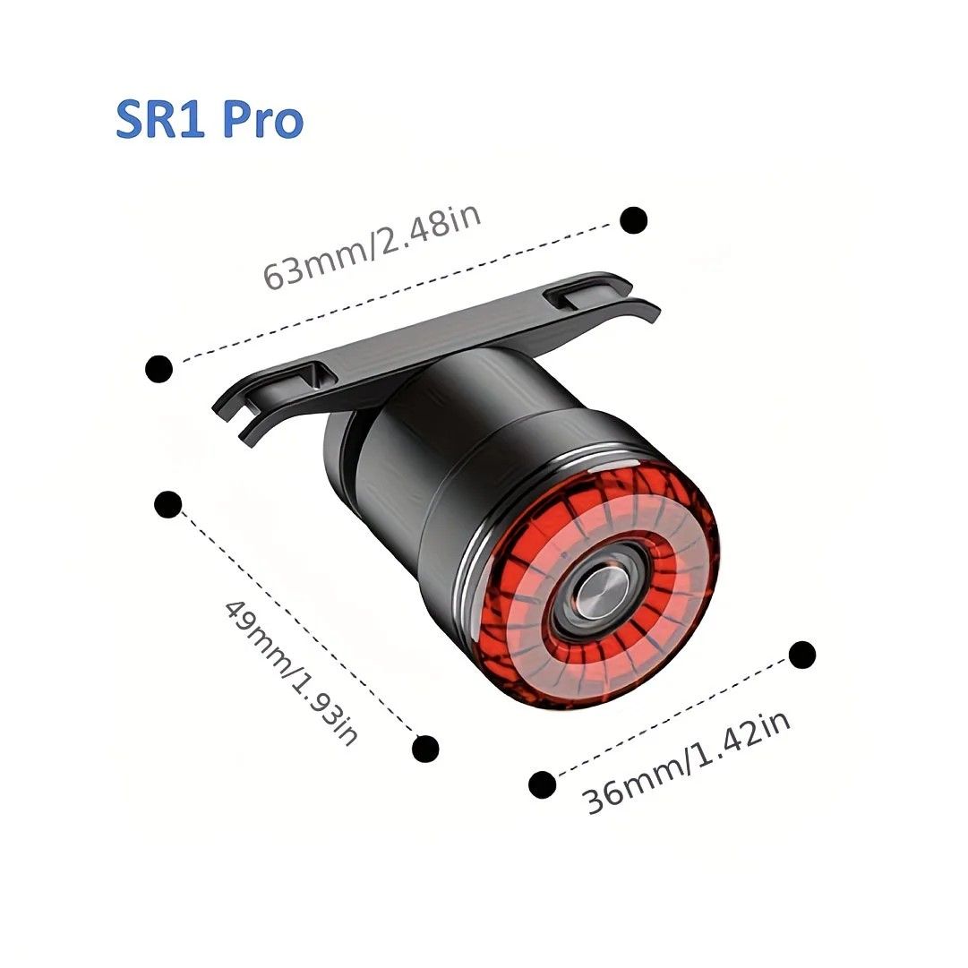 Smart Brake Light Dual Base High Brightness Bicycle Light: Aluminum Alloy Waterproof, Three Brightness Levels, USB Rechargeable 8-15 Hours Runtime, Brake Sensor Activation, Safe Night Riding. - Image 5