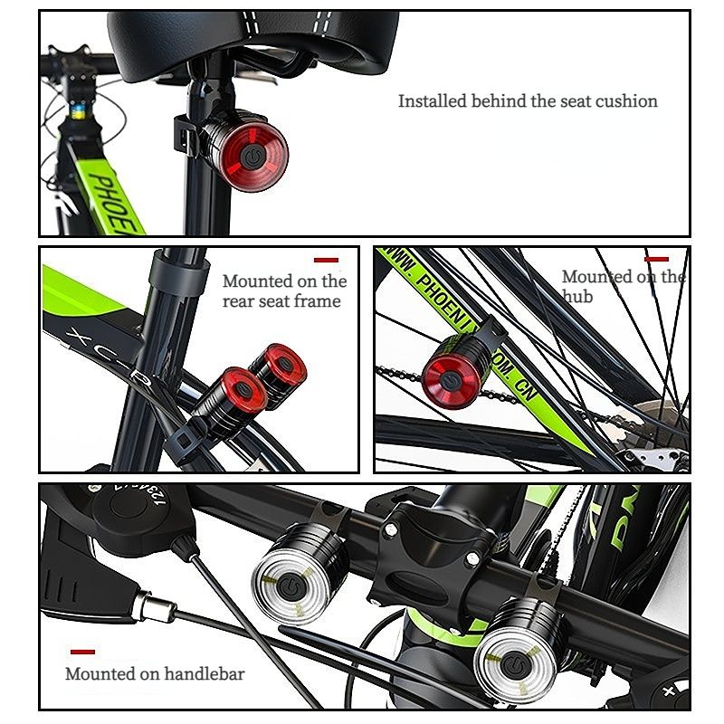 Smart Brake Light Dual Base High Brightness Bicycle Light: Aluminum Alloy Waterproof, Three Brightness Levels, USB Rechargeable 8-15 Hours Runtime, Brake Sensor Activation, Safe Night Riding. - Image 6