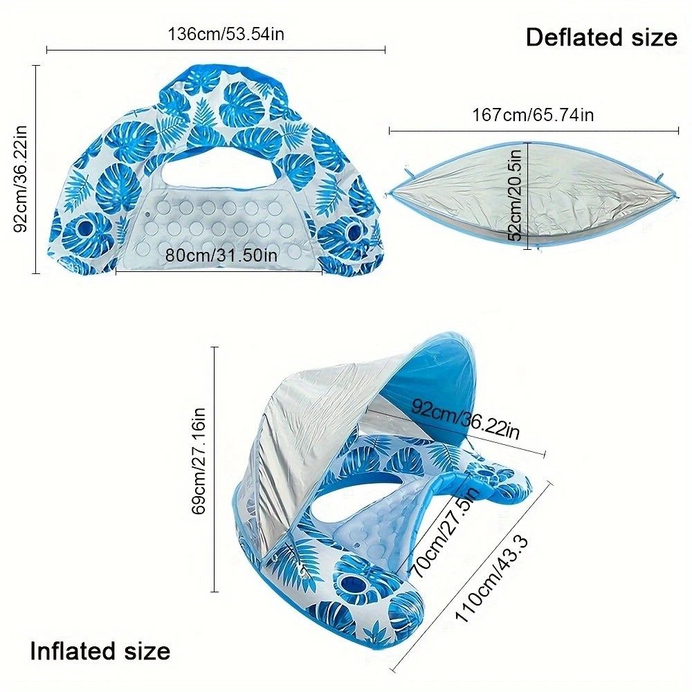 Adult Pool Floating Bed with Canopy: Upgraded Large Space, Adjustable Shade, Ergonomic Headrest, Dual Cup Holders, Portable and Comfortable.BLUE - Image 4